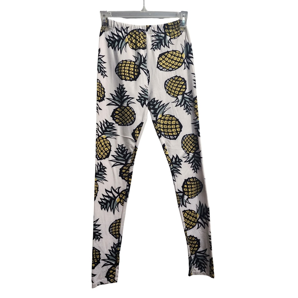 EEVEE Kids Girls Pineapple Print Leggings Pants White Yellow‎ One Size